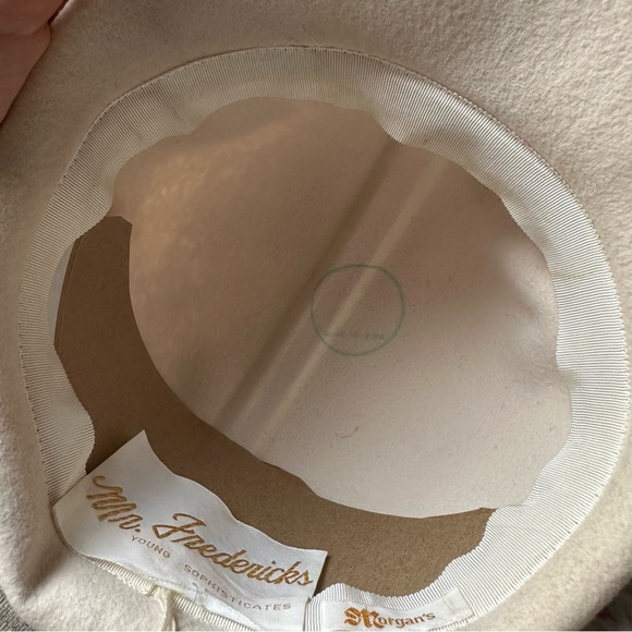 VINTAGE 60’S WOOL JOCKEY HAT IVORY CLOCHE BUCKET BOWLER WINTER FALL - Picture 4 of 11